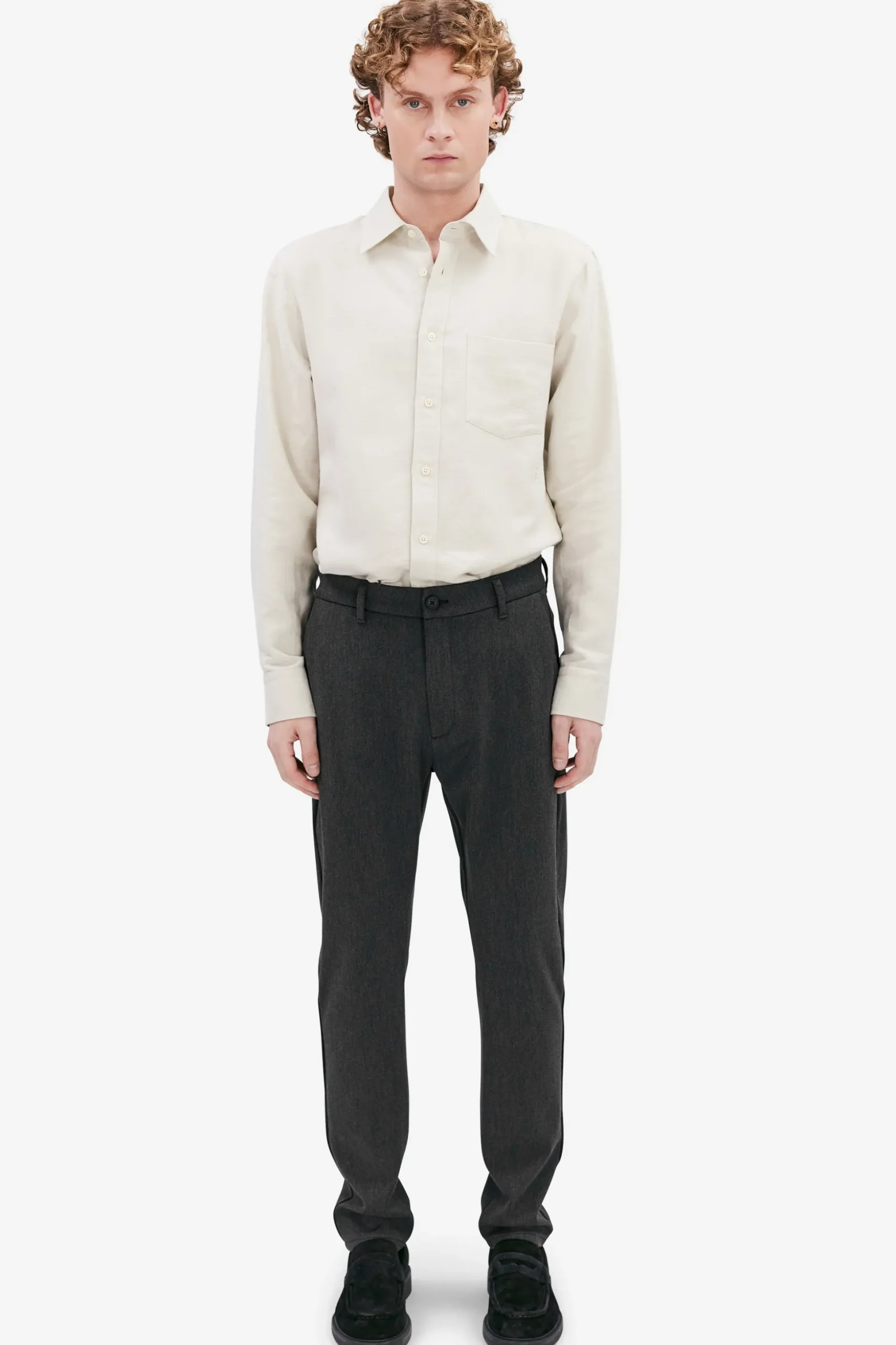 Crimson stretch grey melange